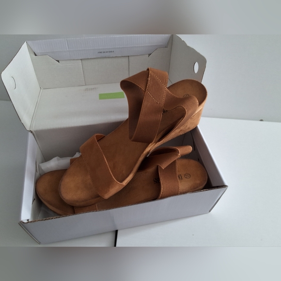 NIBDream pairs womens platform wedge sandal,open toe elastic ankle strap sandal. - Picture 3 of 5